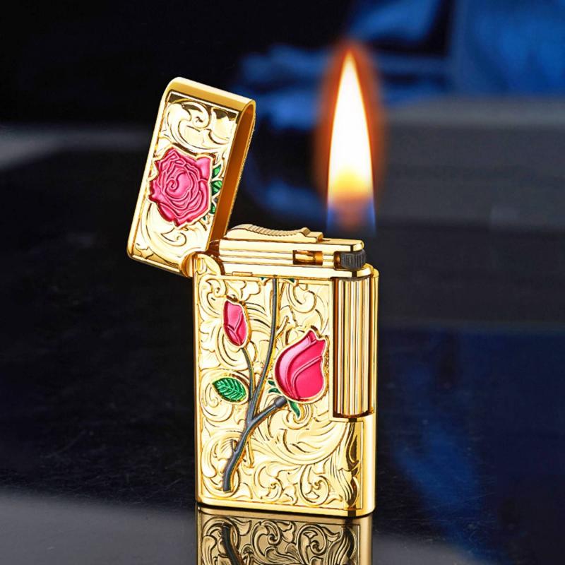 Bật lửa hoa hồng dập nổi xài xăng