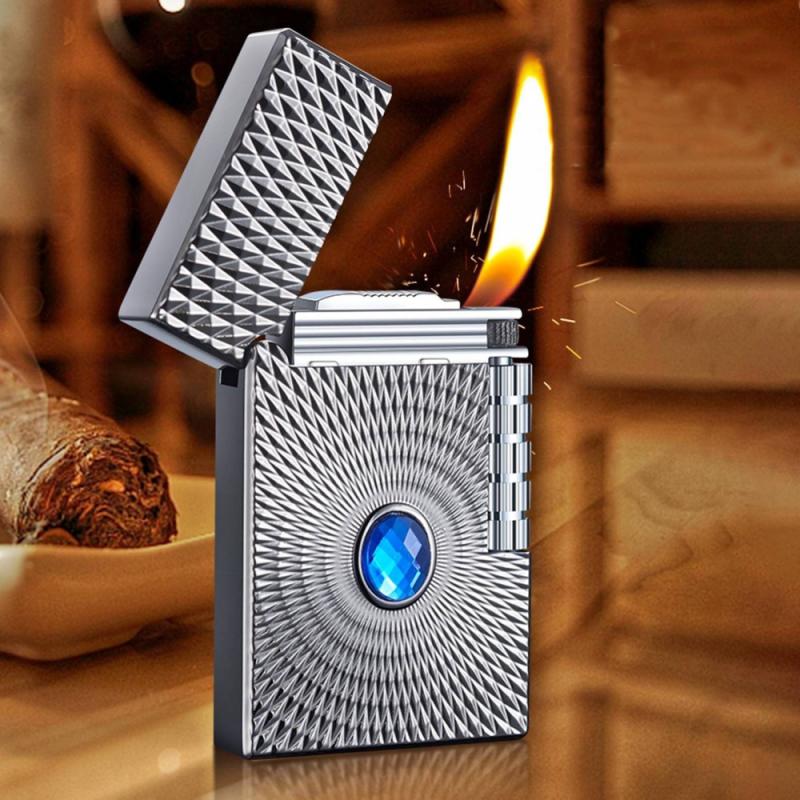 Bật lửa cẩn ngọc lam vân dạ quang dùng gas