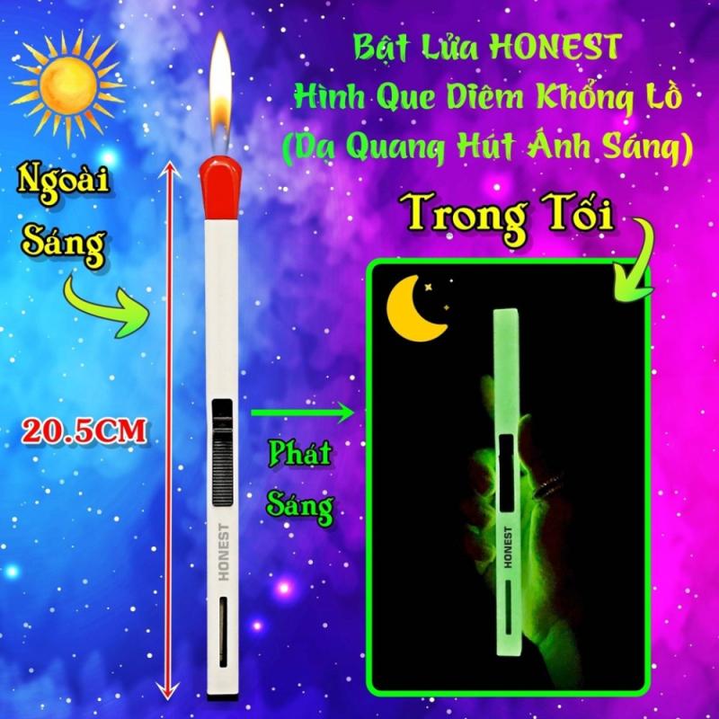 Bật lửa Honest hình que diêm khổng lồ - dạ quang hút ánh sáng xài gas