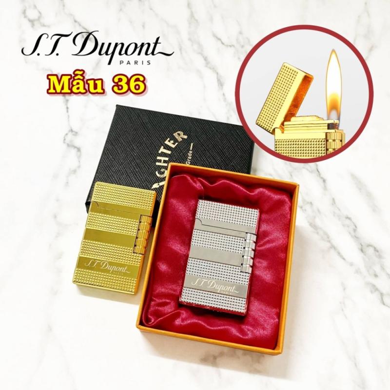 Bật lửa dupont vân kim cương 3 sọc ngang m-36 có hộp xài gas